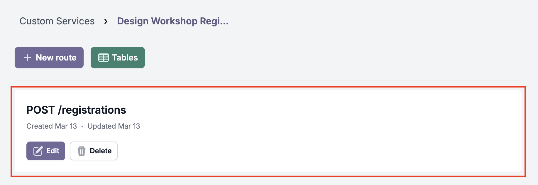 Step 3 Create the registrations table and save route (3)